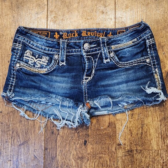 ROCK REVIVAL Kai Women's Cut-Off Jean Shorts - Sz 26 - Picture 1 of 4